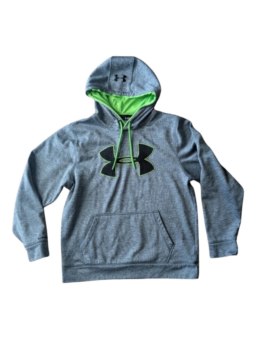 Under Armour Storm Armour Fleece Big Logo Hoodie Gray Lime Neon Green Medium
